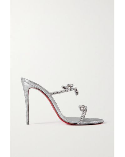 Christian Louboutin Just Queen 100 Crystal-embellished Pvc And Leather Mules - White