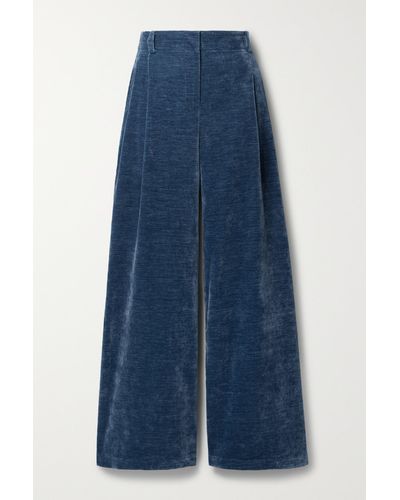 PROENZA SCHOULER WHITE LABEL Pantalon Large En Chenille À Plis - Bleu