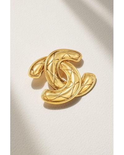 Chanel Quilted Gold-plated Brooch - Metallic