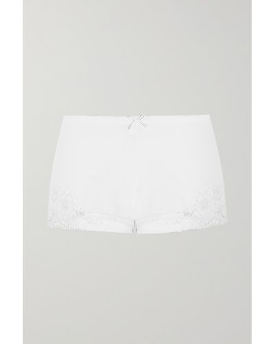 La Perla Souple Lace-trimmed Stretch-cotton Jersey Pyjama Shorts - White