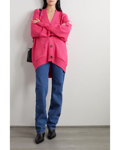 Marques'Almeida Oversized-cardigan Aus Merinowolle Mit Federn - Pink