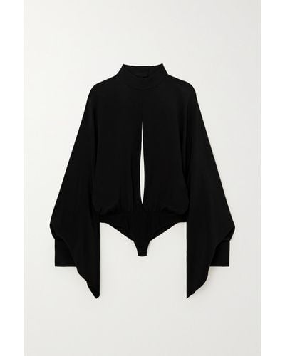 Tom Ford Silk Crepe De Chine Bodysuit - Black