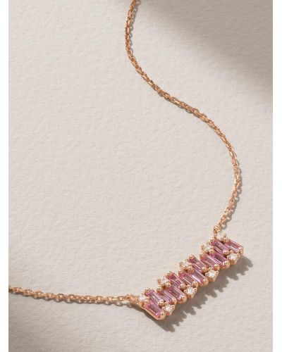 Suzanne Kalan 18-karat Rose Gold, Sapphire And Diamond Necklace - Metallic