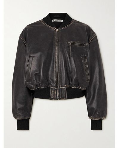 Acne Studios New Lomber Leather Bomber Jacket - Black