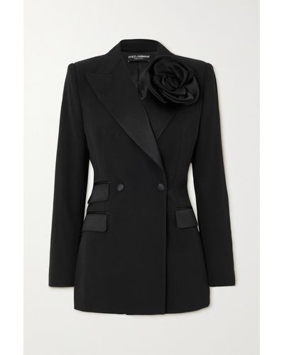 Dolce & Gabbana Floral-appliqué Blazer - Black