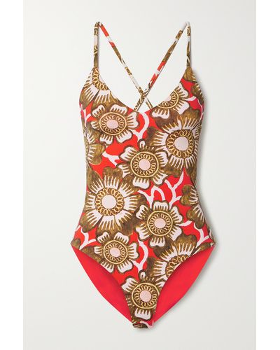 Mara Hoffman Emma Floral-print Swimsuit - Red