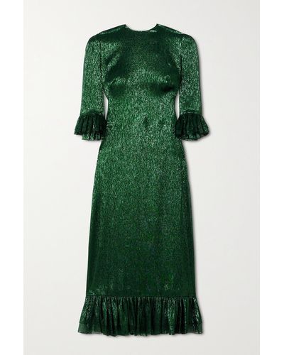 The Vampire's Wife The Falconetti Ruffled Metallic Silk-blend Midi Dress - Green