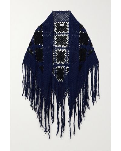 Miguelina + Net Sustain Crocheted Cotton Wrap - Blue