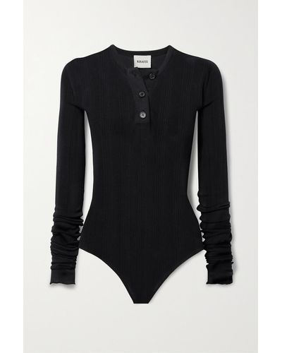 Khaite Janelle Ribbed Cotton-blend Thong Bodysuit - Black