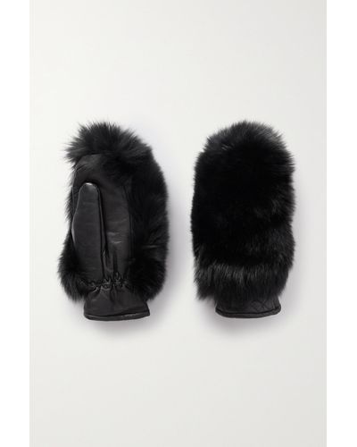 Goldbergh Hill Faux Fur And Padded Leather Mittens - Black