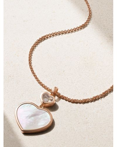Chopard Happy Hearts 18-karat Rose Gold, Mother-of-pearl And Diamond Necklace - Natural