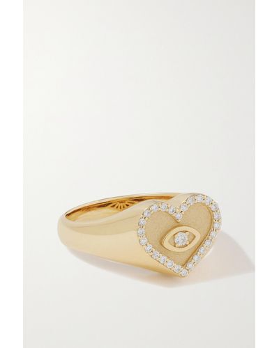 Sydney Evan Heart Marquis Eye 14-karat Gold Diamond Signet Ring - Natural