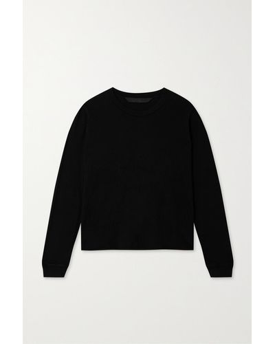 Mother The L/s Slouchy Cut Off Cotton-jersey T-shirt - Black