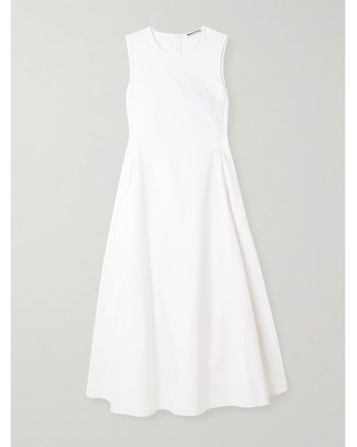Molly Goddard Rosie Pleated Cotton-poplin Midi Dress - White