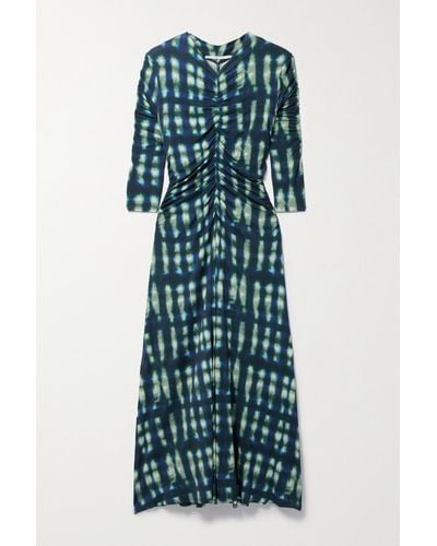 PROENZA SCHOULER WHITE LABEL Natalee Ruched Tie-dyed Stretch-jersey Midi Dress - Green