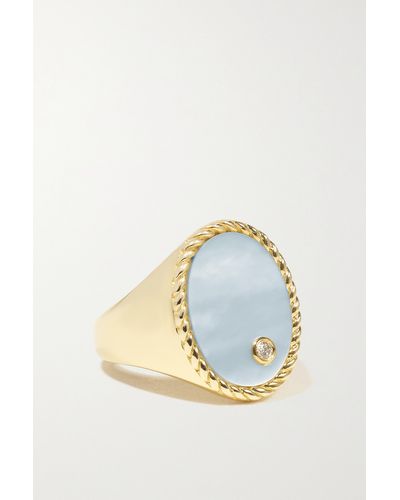 Yvonne Léon 9-karat Gold, Mother-of-pearl And Diamond Ring - Blue