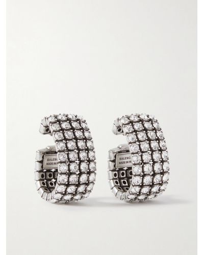 Balenciaga Glam Silberfarbene Ear Cuffs Mit Kristallen - Mettallic