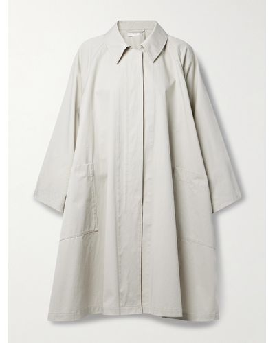 The Row Lenister Oversized Pleated Cotton-gabardine Coat - Grey