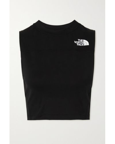 The North Face Printed Cropped Stretch-jersey Tank - Black