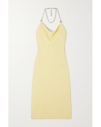 Bottega Veneta Chain-embellished Draped Knitted Dress - Yellow