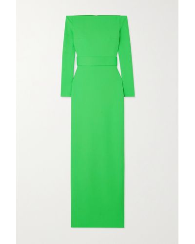 Solace London Sabina Off-the-shoulder Stretch-crepe Maxi Dress - Green
