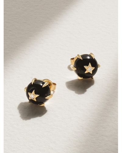 Andrea Fohrman Mini Cosmo 14-karat Gold, Onyx And Diamond Earrings - Black