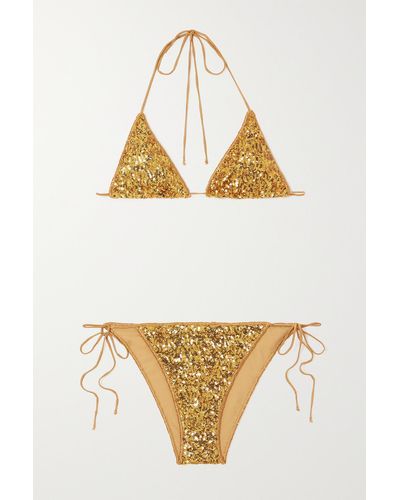 Oséree Lumière Triangel-bikini Mit Pailletten - Mettallic