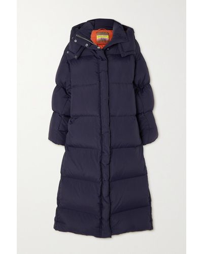 Tory Sport Hooded Quilted Shell Down Coat - Blue