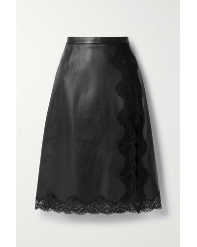 Christopher Kane Mrs Robinson Lace-trimmed Leather Skirt - Black