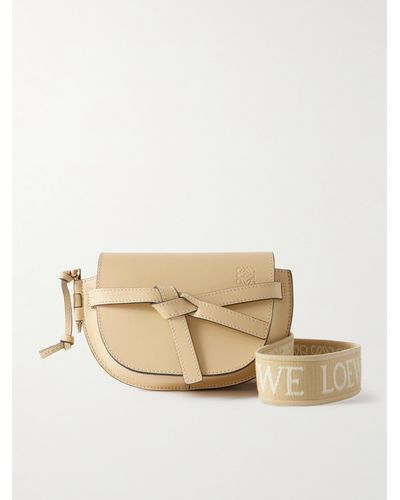 Loewe Gate Dual Mini Leather Shoulder Bag - Natural