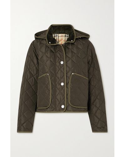 Burberry Cropped Quilted Nylon Jacket - Green