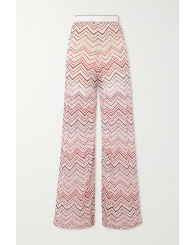 Missoni Sequin-embellished Metallic Crochet-knit Wide-leg Pants - Pink