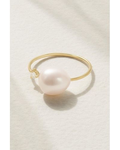 Mizuki 14-karat Gold, Pearl And Diamond Ring - Metallic