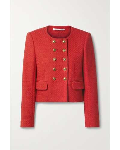 Veronica Beard Bentley Doppelreihige Jacke Aus Tweed Aus Einer Baumwollmischung - Rot