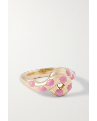 Bea Bongiasca Chunky Wave Ring Aus 9 Karat Gold Mit Emaille - Pink