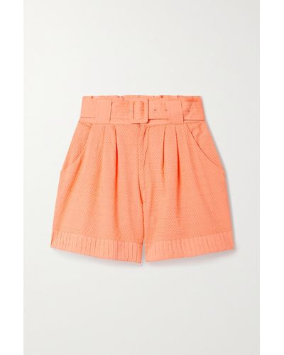 Solid & Striped The Talia Shorts Aus Baumwolle Mit Webpunkten Und Gürtel - Orange