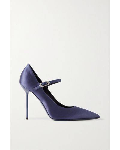 Paris Texas Livia Crystal-embellished Satin Court Shoes - Blue