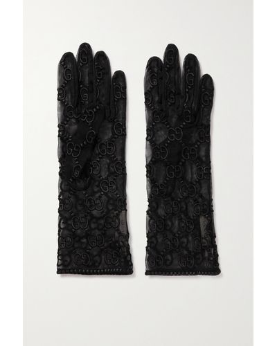 Gucci Tulle Gg Gloves - Black