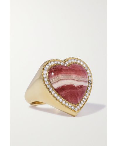 Jacquie Aiche Heart 14-karat Gold, Rhodochrosite And Diamond Ring - Pink