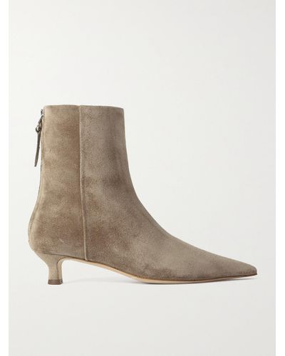 Aeyde Zoe Suede Point-toe Ankle Boots - Natural