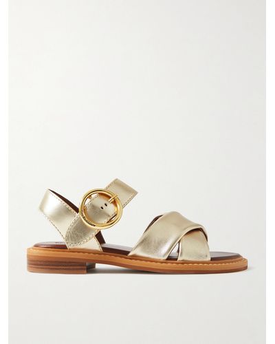 See By Chloé Lyna Metallic Leather Sandals - Natural