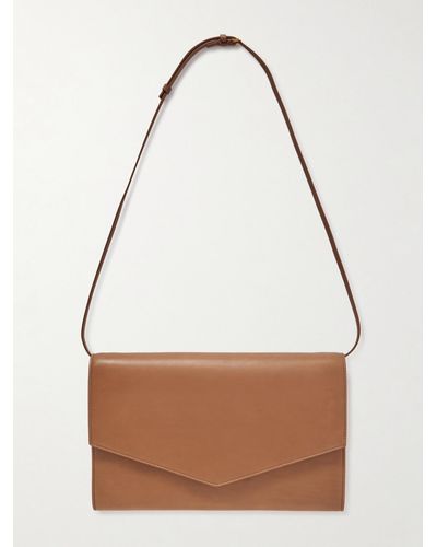 The Row Envelope Large Leather Shoulder Bag - Brown