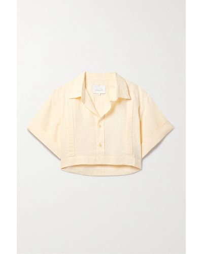 Johanna Ortiz + Net Sustain Manyatta Cropped Pleated Organic Linen Shirt - Natural