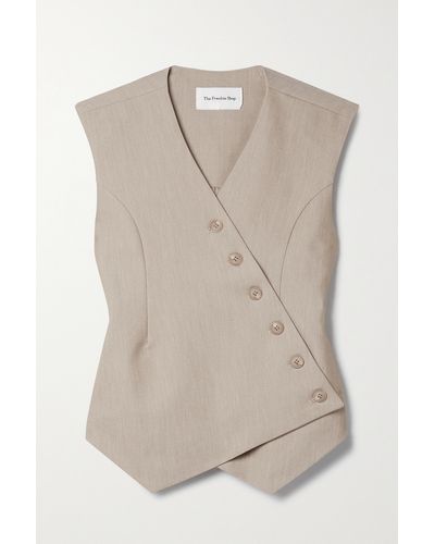 Frankie Shop Maesa Asymmetric Woven Vest - Natural