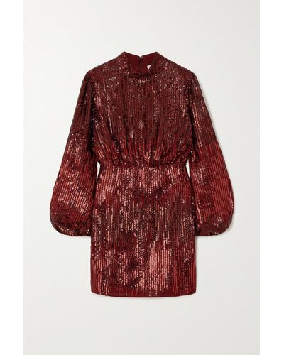 RIXO London Mini-robe En Crêpe À Sequins Samantha - Rouge