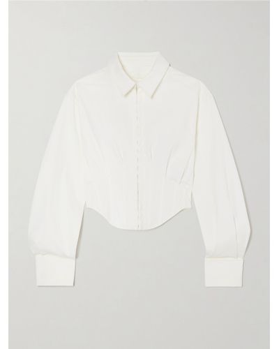 Dion Lee Cropped Cotton-blend Poplin Shirt - White