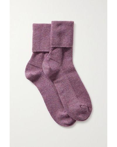 Johnstons of Elgin Ribbed Cashmere-blend Socks - Purple