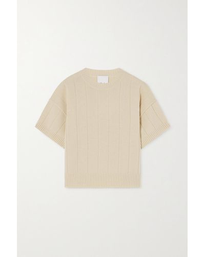 Allude Ribbed Wool And Cashmere-blend Sweater - Natural