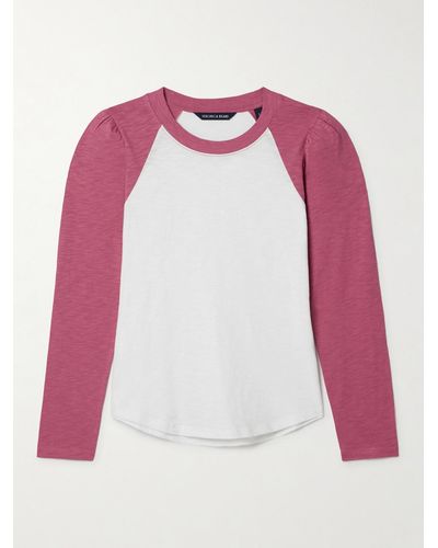 Veronica Beard Mason Slub Cotton-jersey T-shirt - Pink
