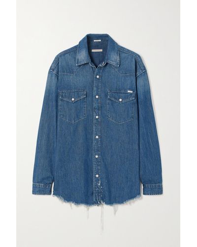 Mother The Western Frayed Denim Shirt - Blue